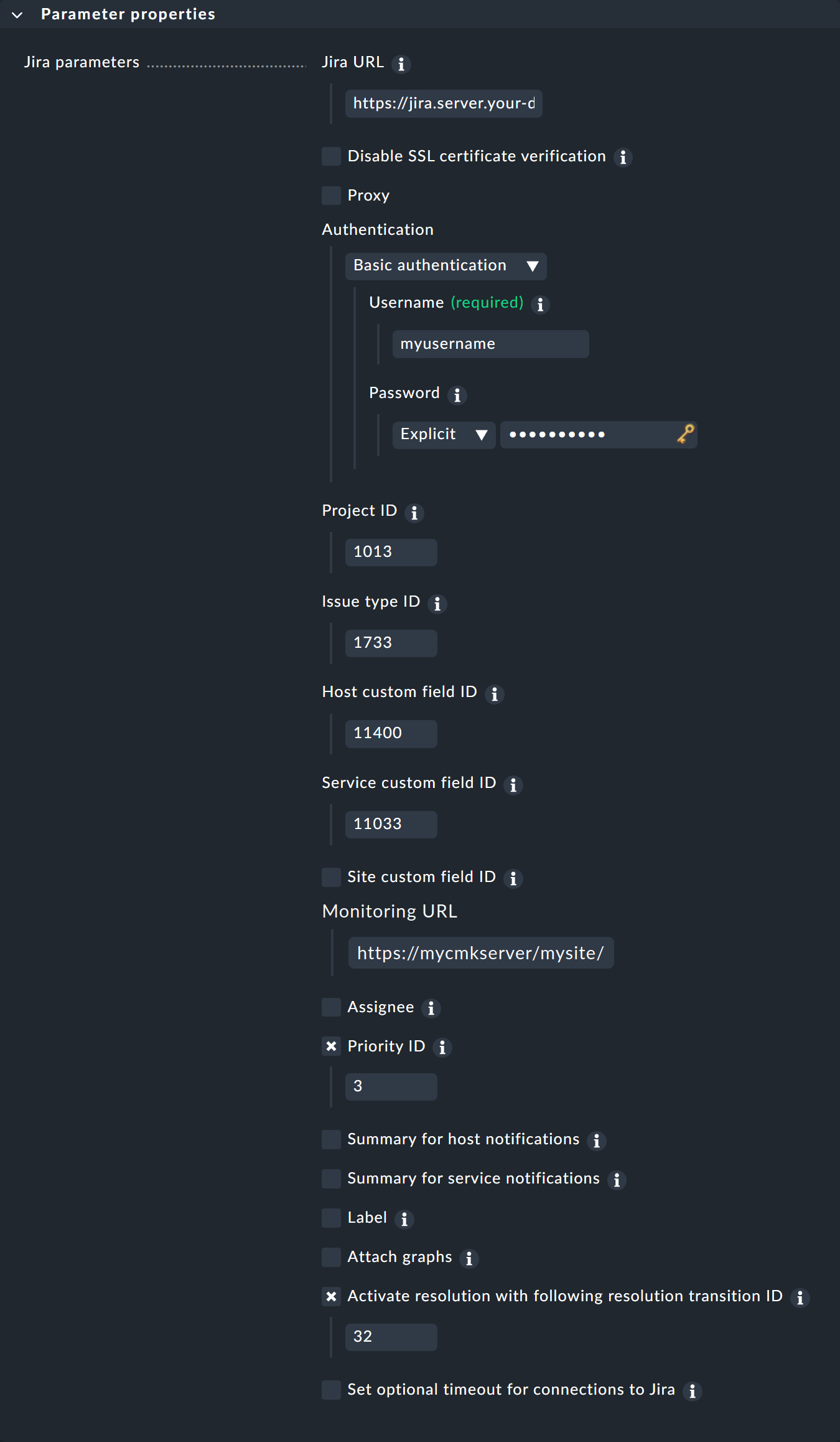 The notification method settings for Jira.