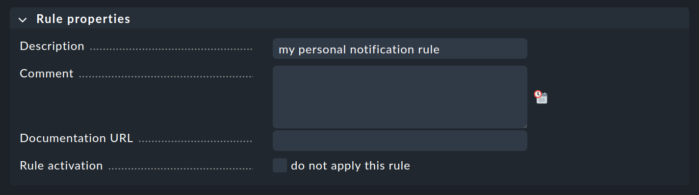 Rule with the option to enable disabling of notifications by users.