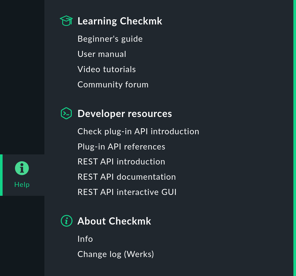 Help menu in the navigation bar.