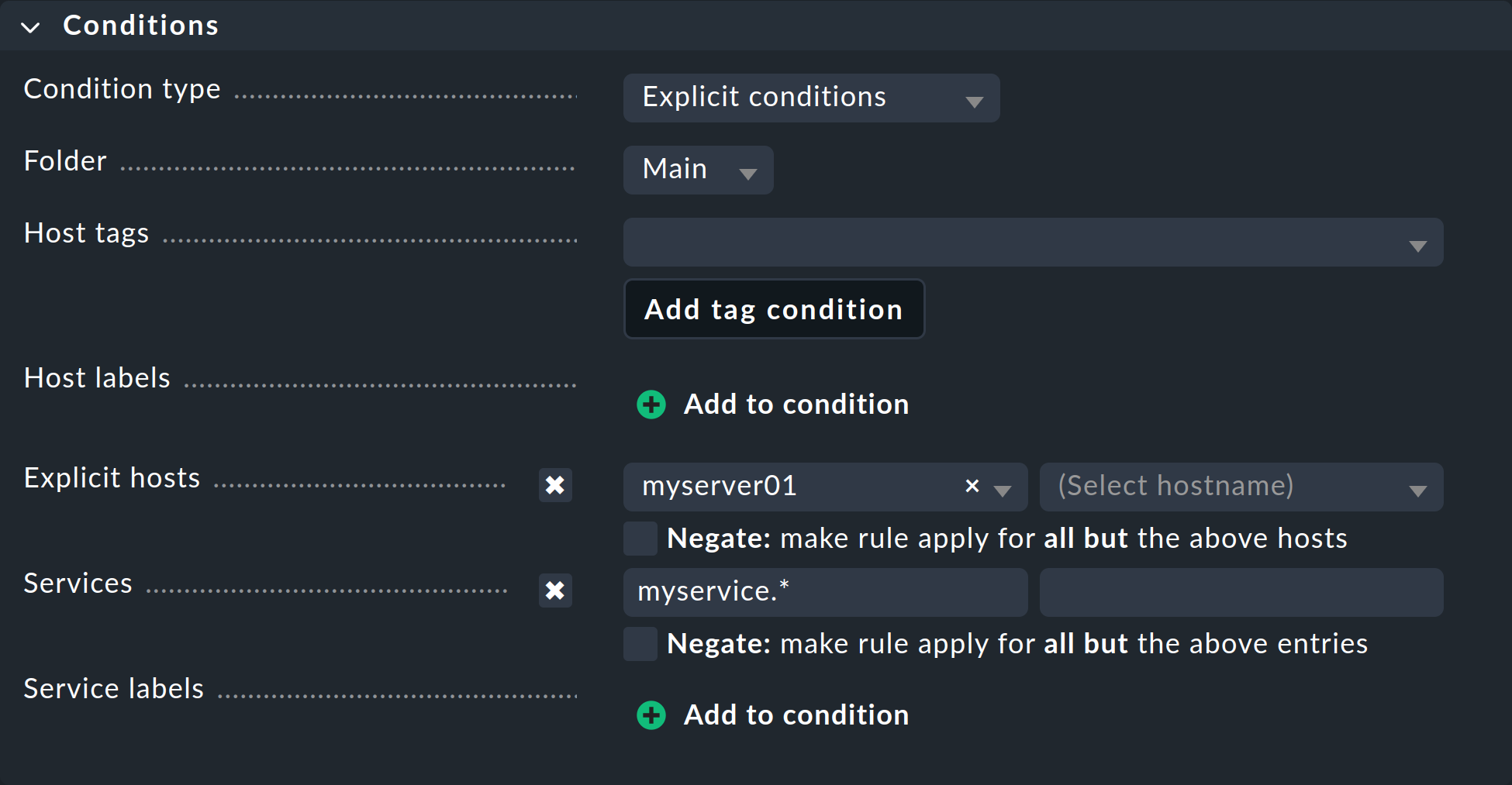 wato services disabled services conditions