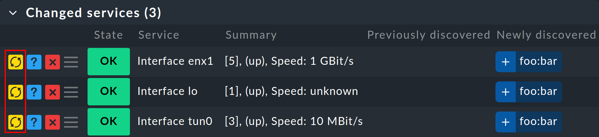 New service labels in the service discovery and a button to add them to the monitoring.