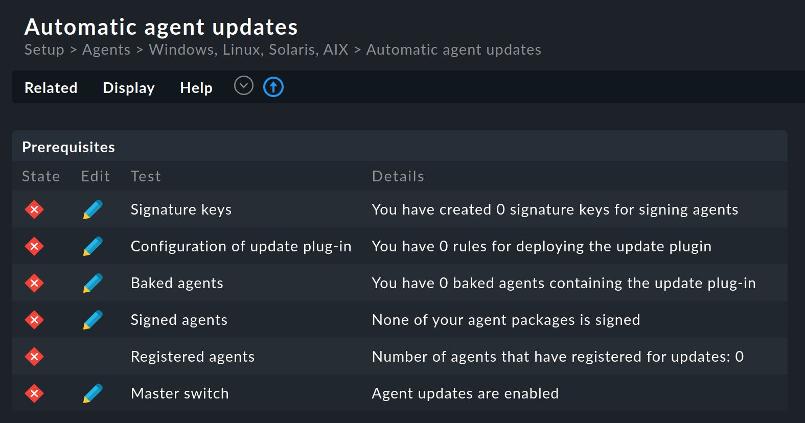 Prerequisites for the automatic agent updates.