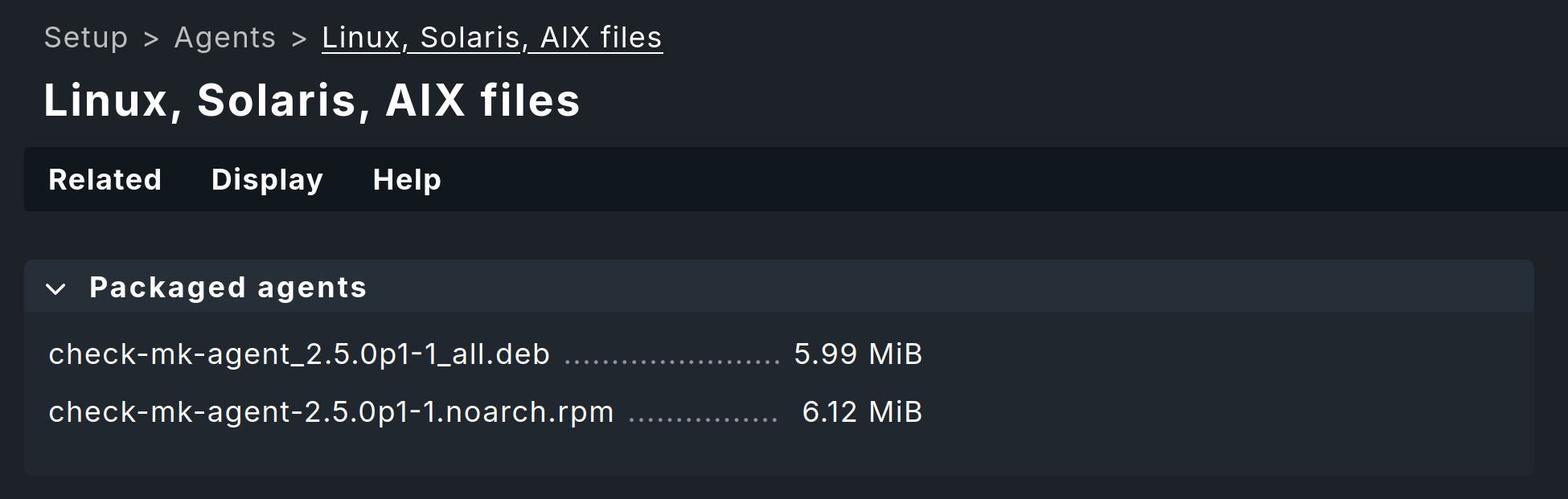 Download page with the RPM/DEB packages.
