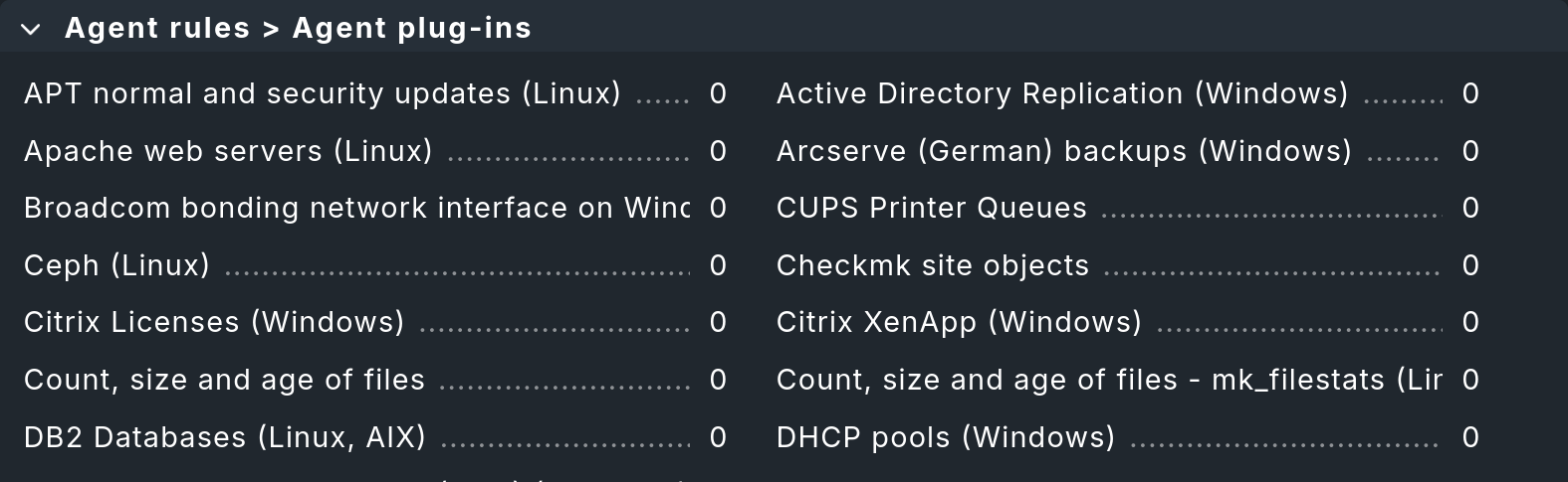 Page with rules for configuring agent plug-ins.