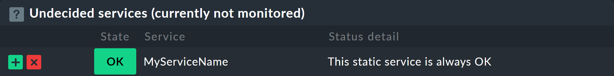 Service discovery page showing the new service.