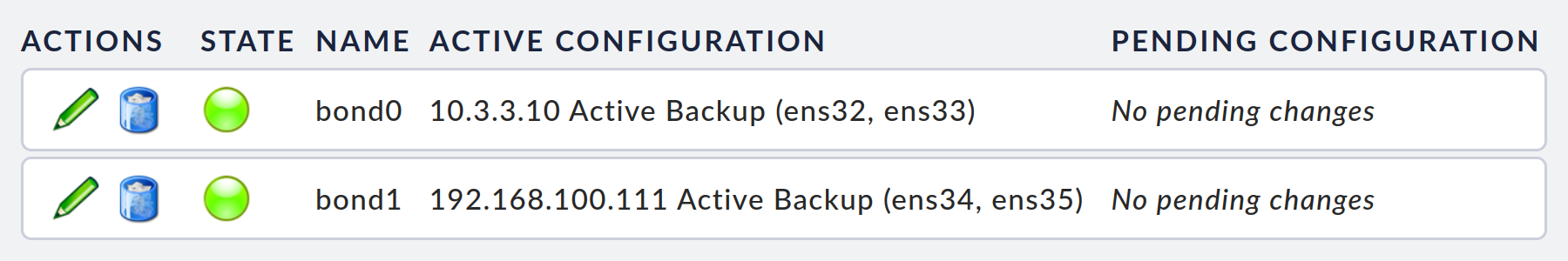 appliance cluster create bonds no pending bonds