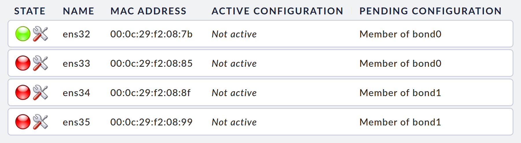 appliance cluster create bonds pending interfaces