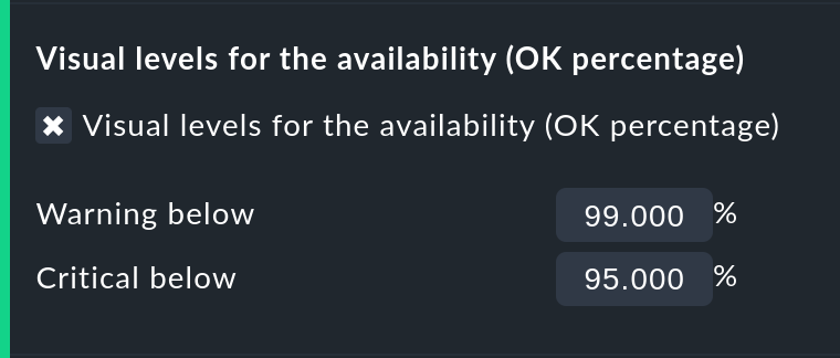 Options for colored display when falling below threshold values.