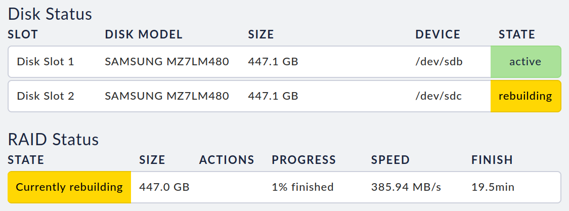 cma de rack1 raid repair