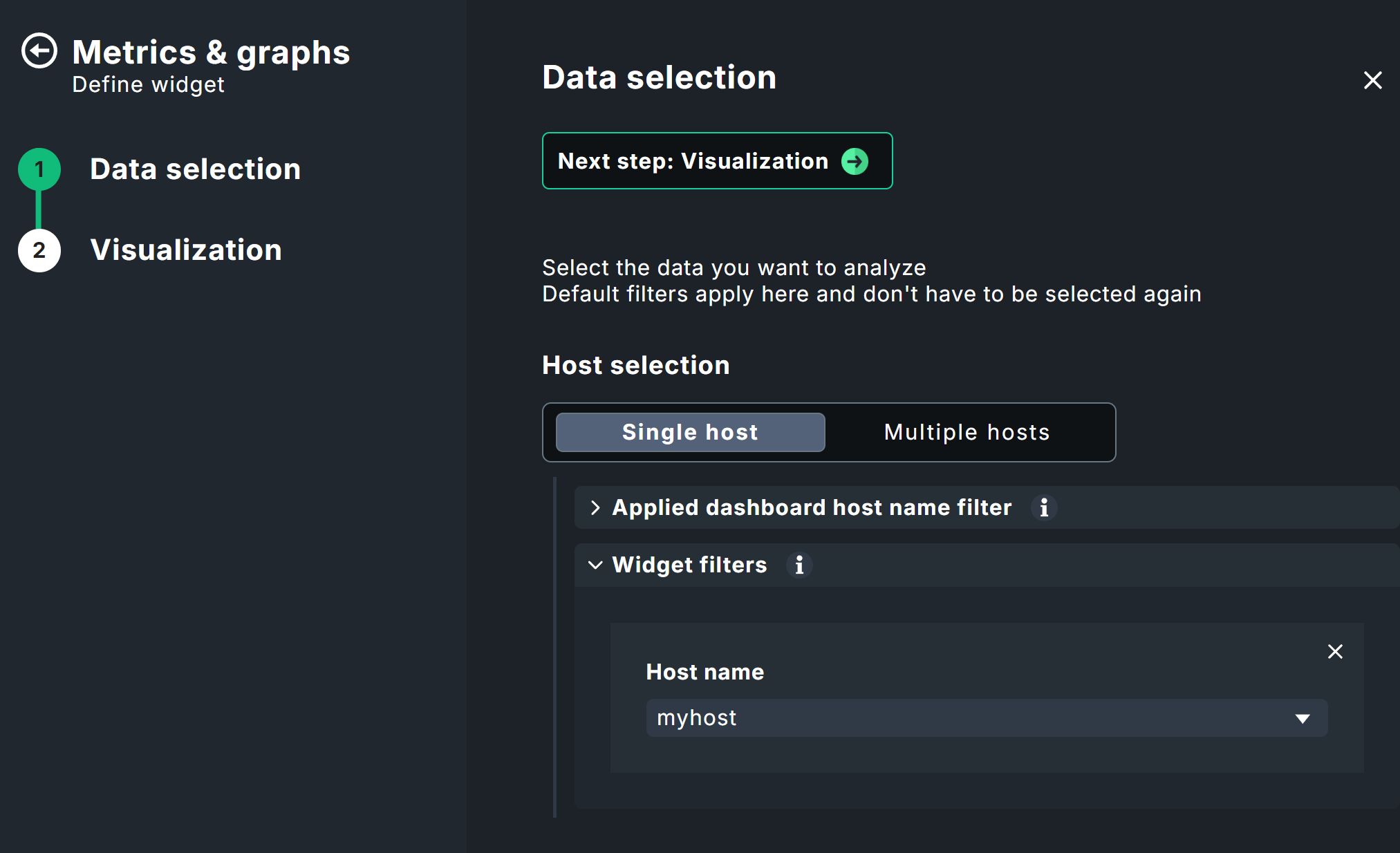 Host filter settings at the widget level.