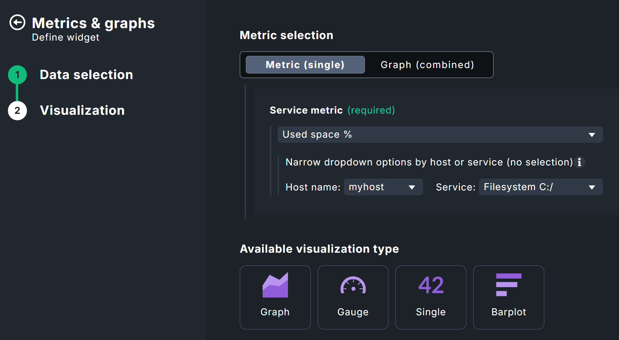 Metric filter settings at the widget level.