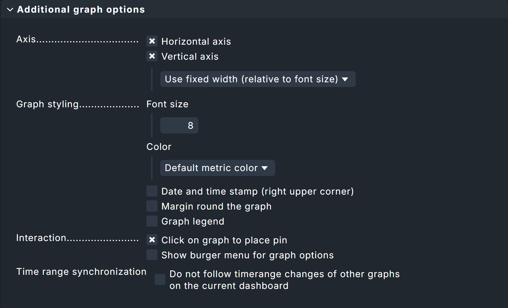 Graph-specific settings.