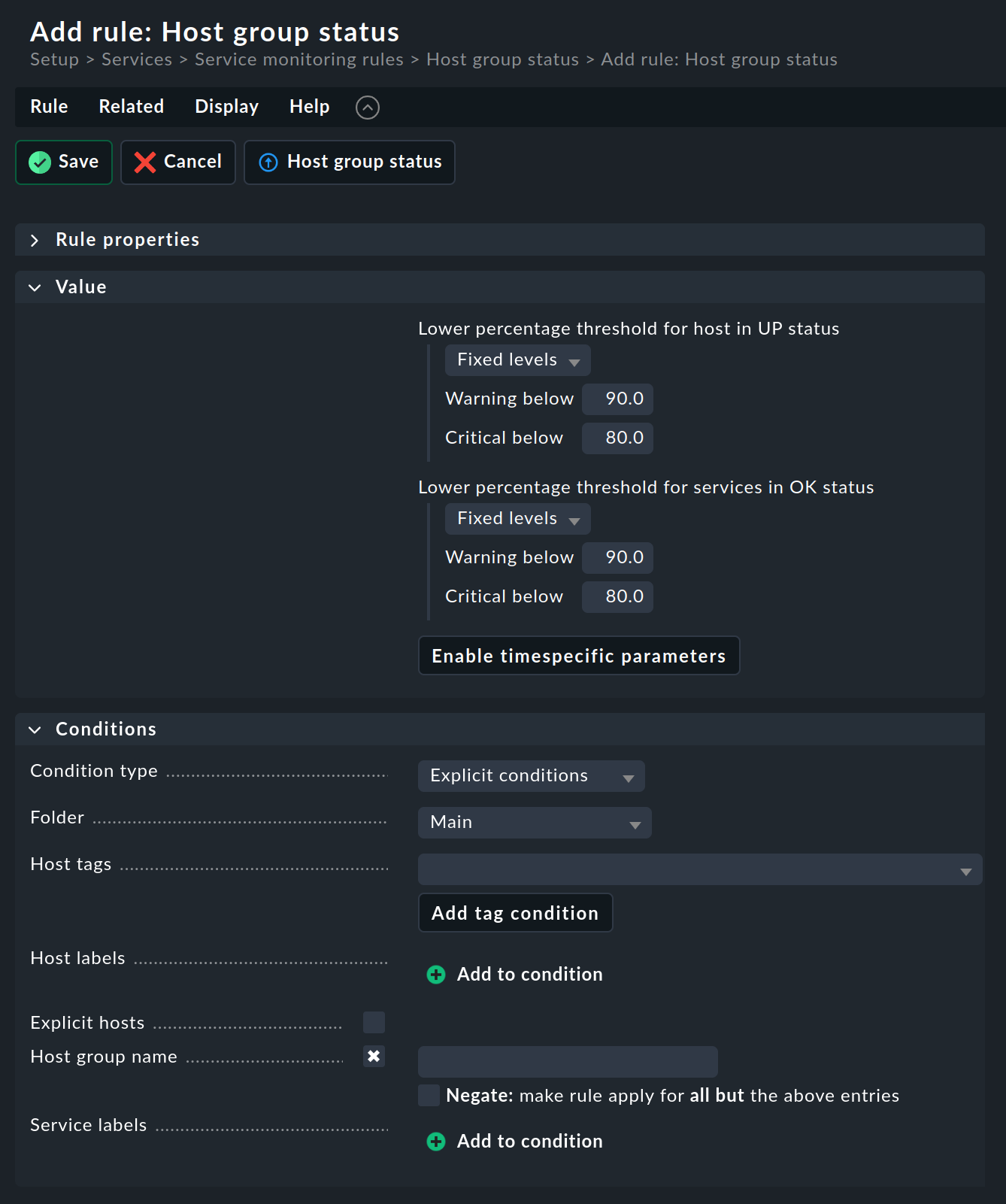 “The newly created rule set in the setup.”
