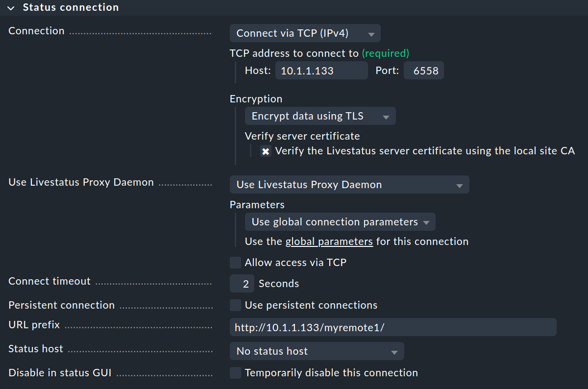 distributed monitoring status connection