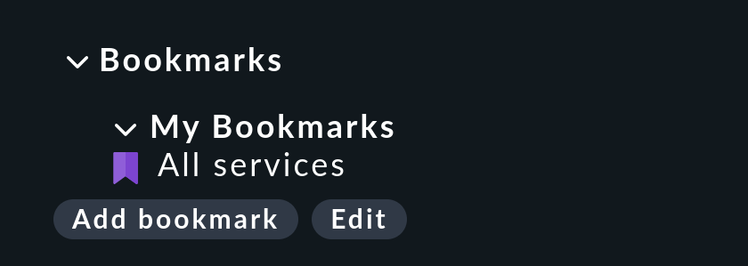 The 'Bookmarks' snap-in with one bookmark.