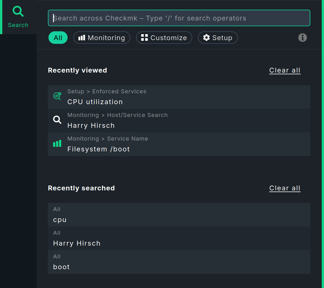 “The search environment in Checkmk.”