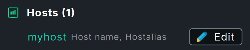 “Search result containing a button for opening the host properties.”