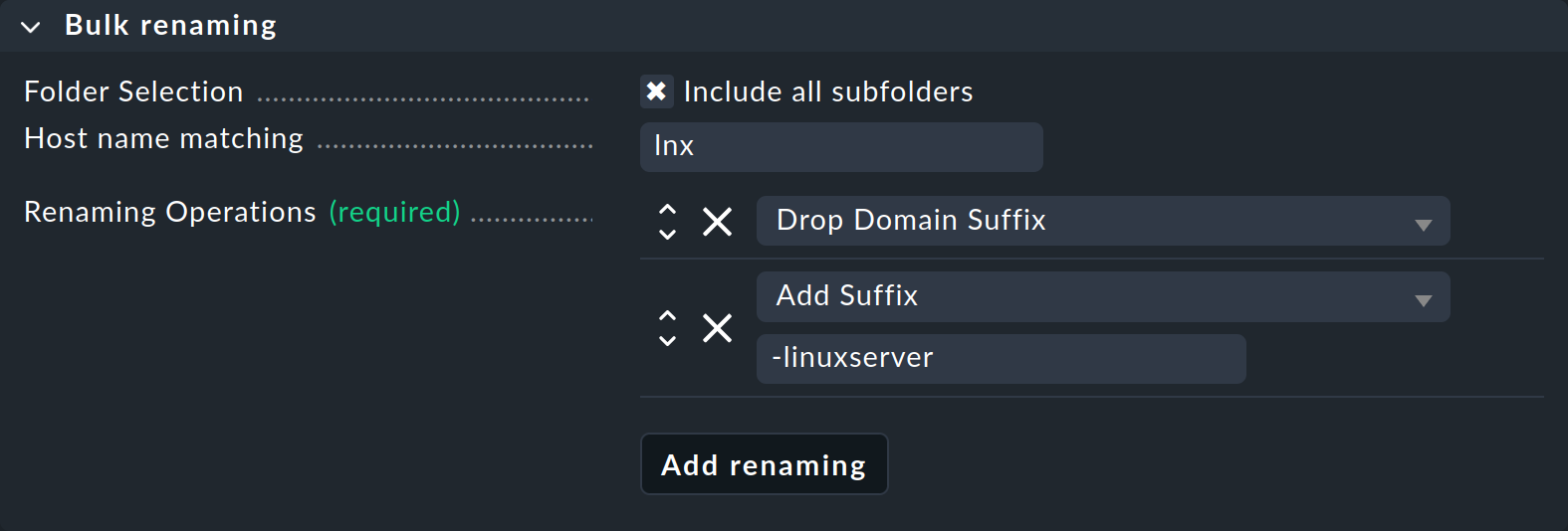 Dialog for renaming multiple hosts.