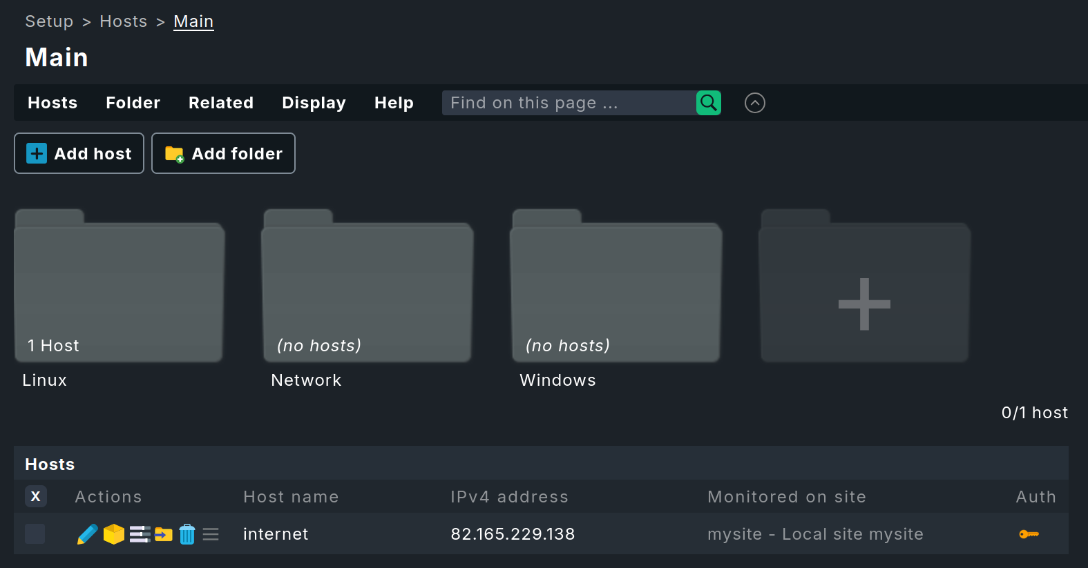 Folder view 'Main' with multiple subfolders.