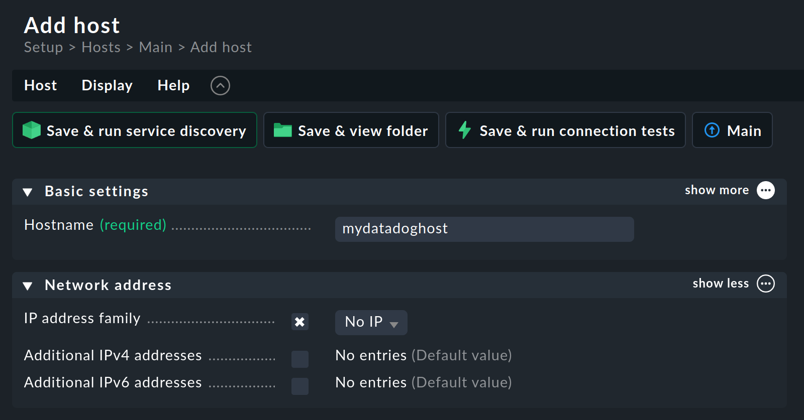 integrating datadog add host