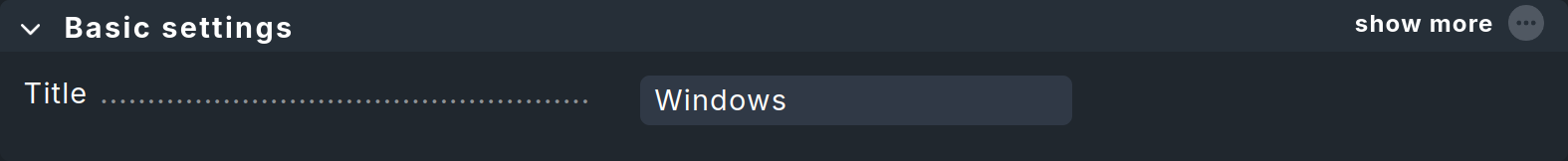 Dialog with properties when creating a folder: 'Basic settings' with title.