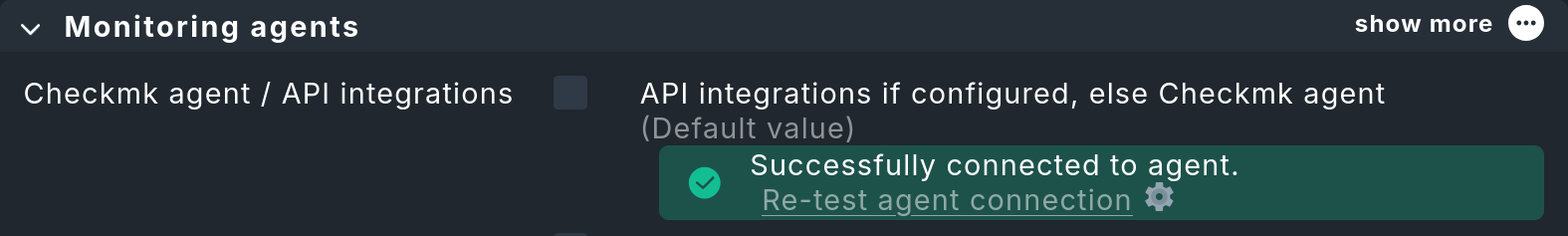 Success message for a host with an installed and registered Checkmk agent.