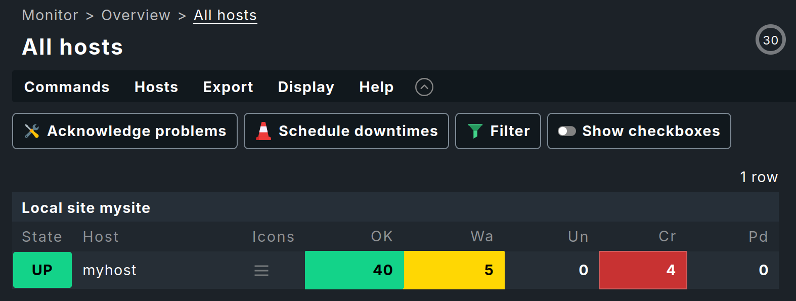 “The main page with the ‘All hosts’ view.”