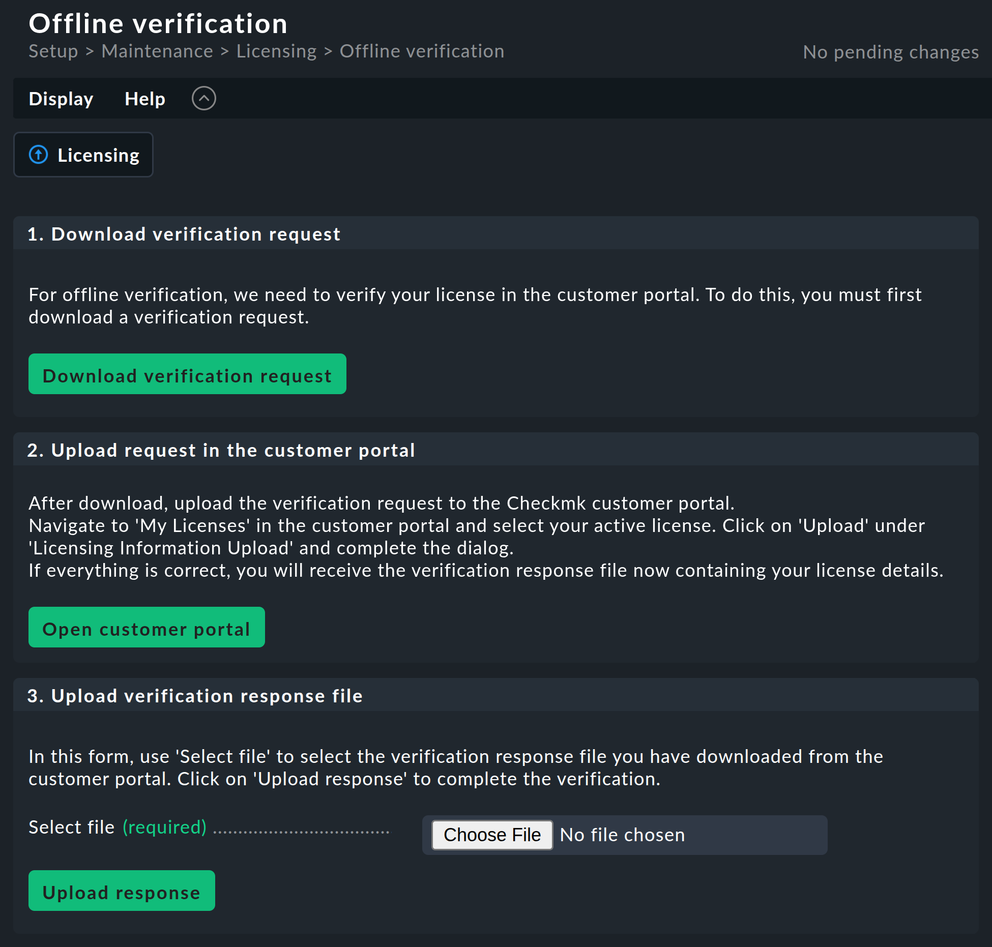 “Page for the offline verification of license information in Checkmk Ultimate.”