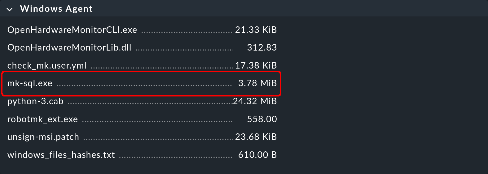 Selection of the agent plug-in in Checkmk.