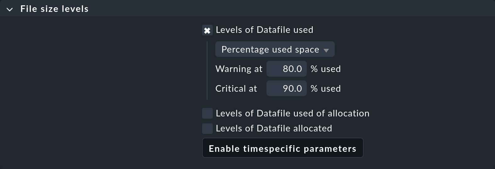 “Setting the sizes of files in use.”