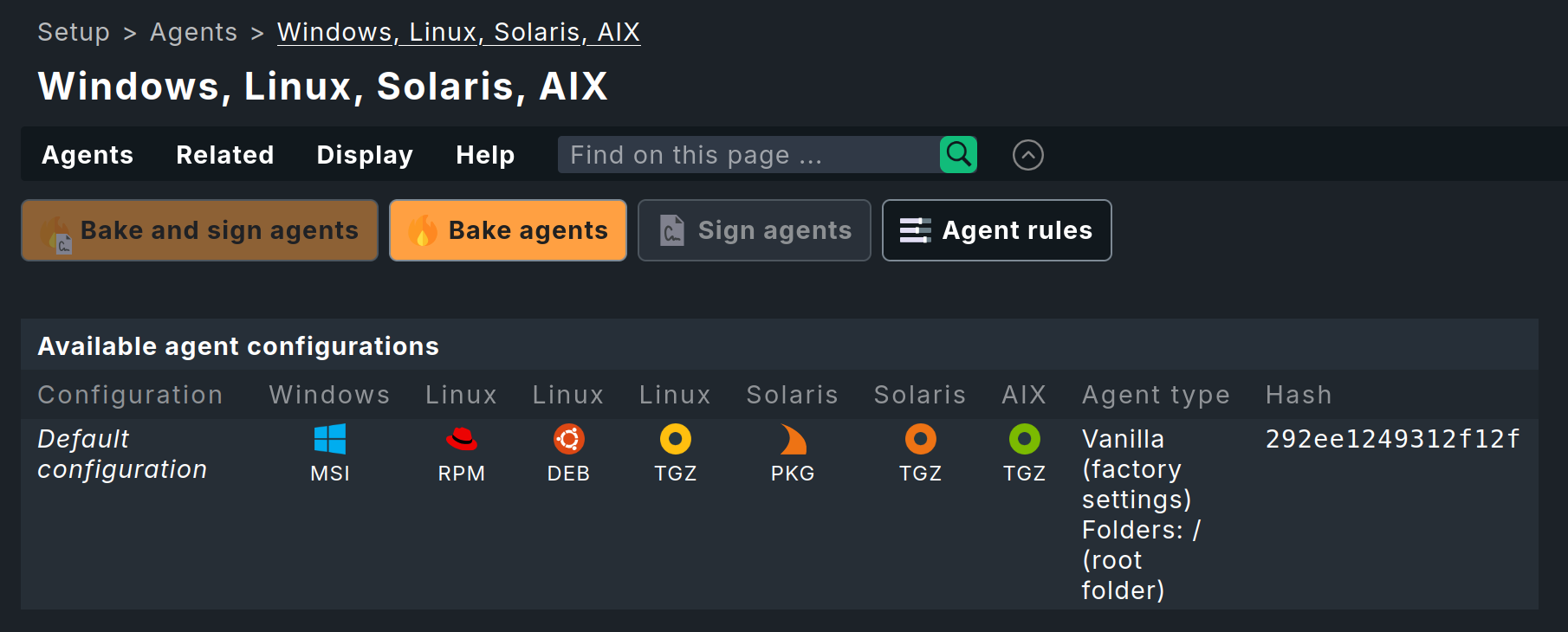 Entry page to the Agent Bakery.