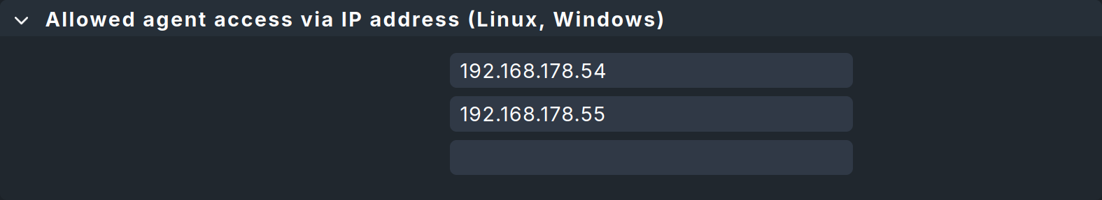 Rule to restrict IP addresses to access the agent.