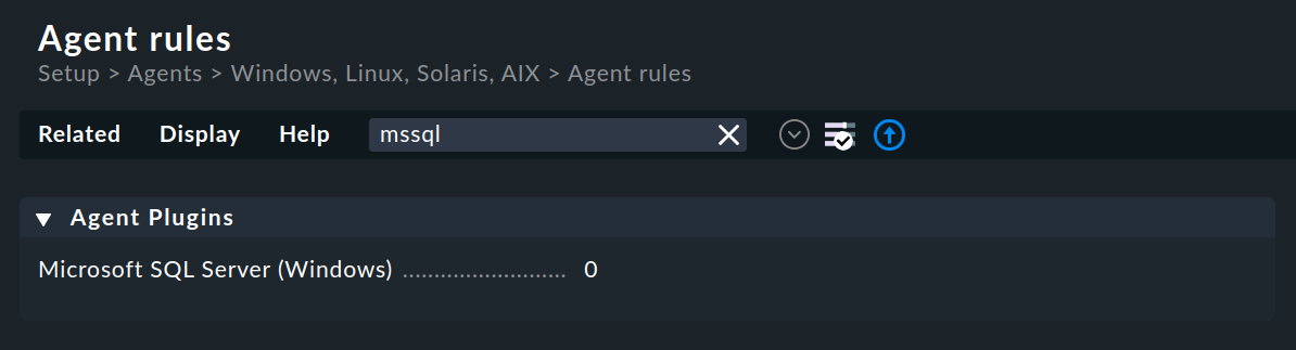 The rule 'Microsoft SQL Server' in the agent rules.