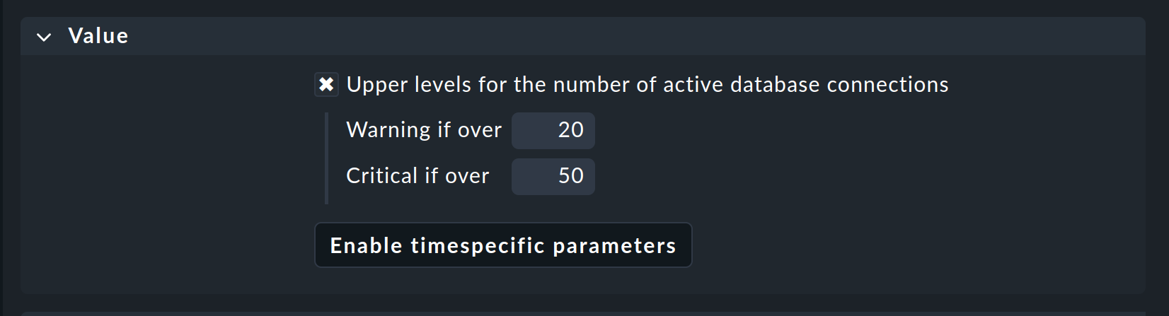 Setting the upper thresholds for active connections.