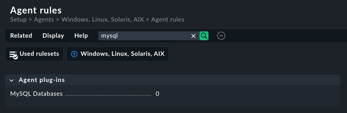 mysql bakery ruleset search