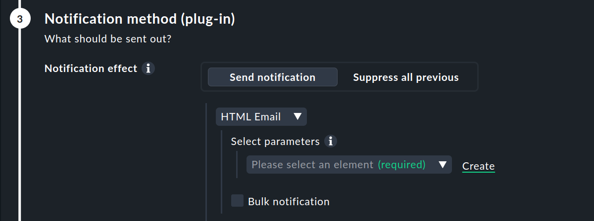 Regel mit den Optionen zur Benachrichtigungsmethode.