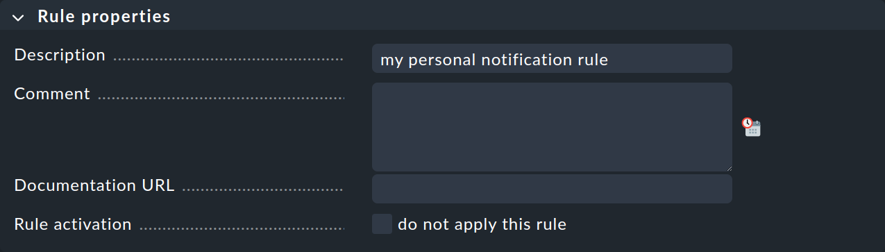 General properties of a personal notification rule.