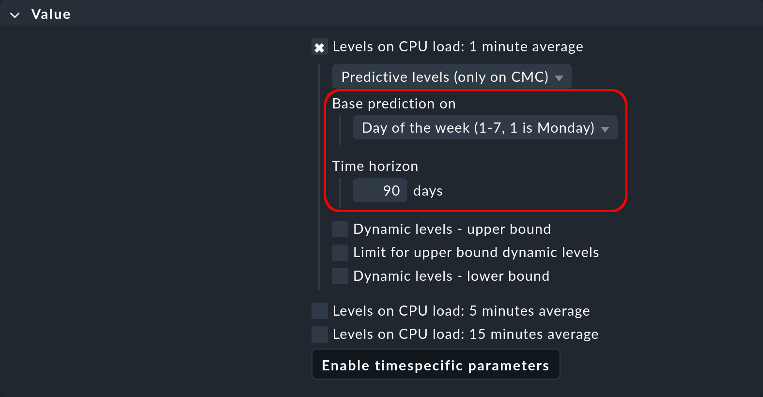 Parameters for past reference values.