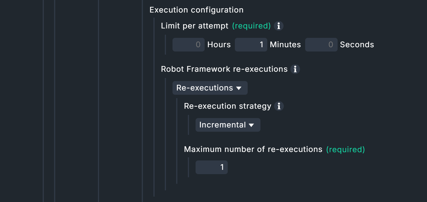 Configuration of execution runtimes and repetitions.