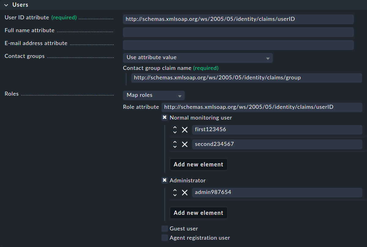 Entering user information.