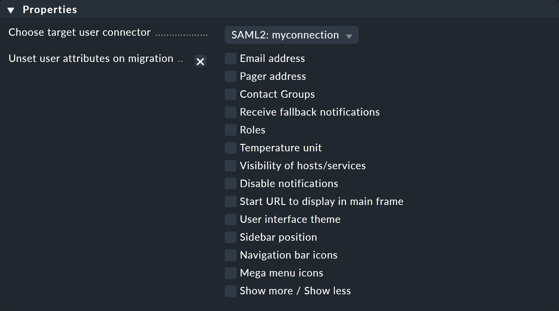 Dialog with user attributes that can be deleted.