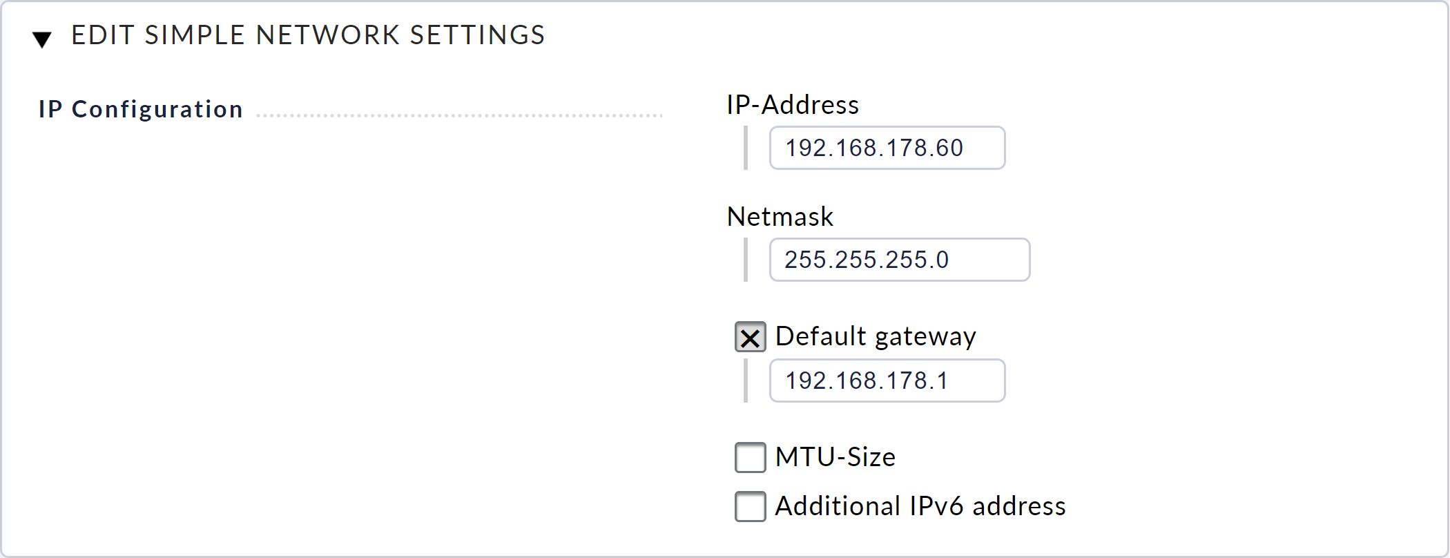 Altering the Simple Network Settings.