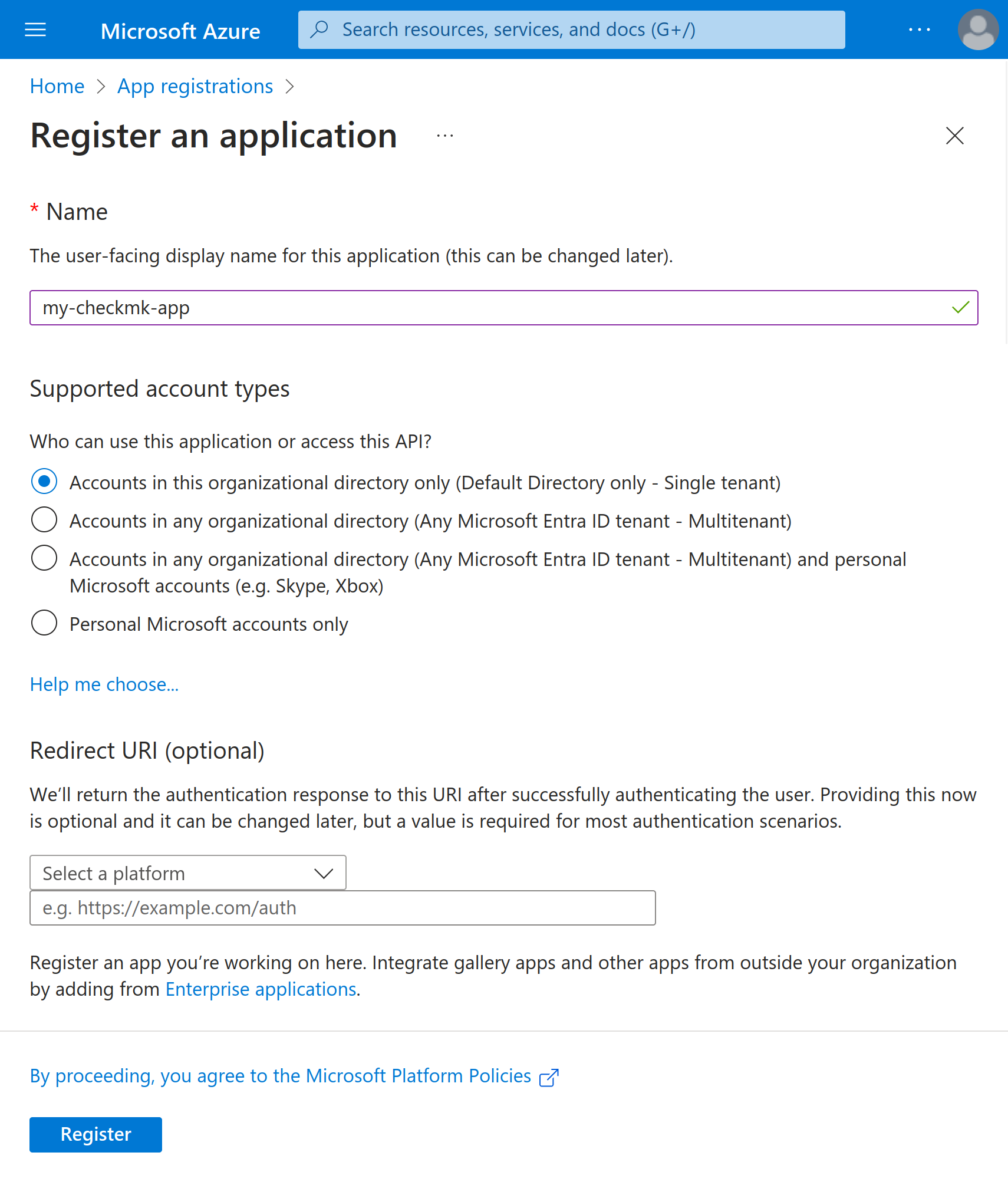 azure register 1