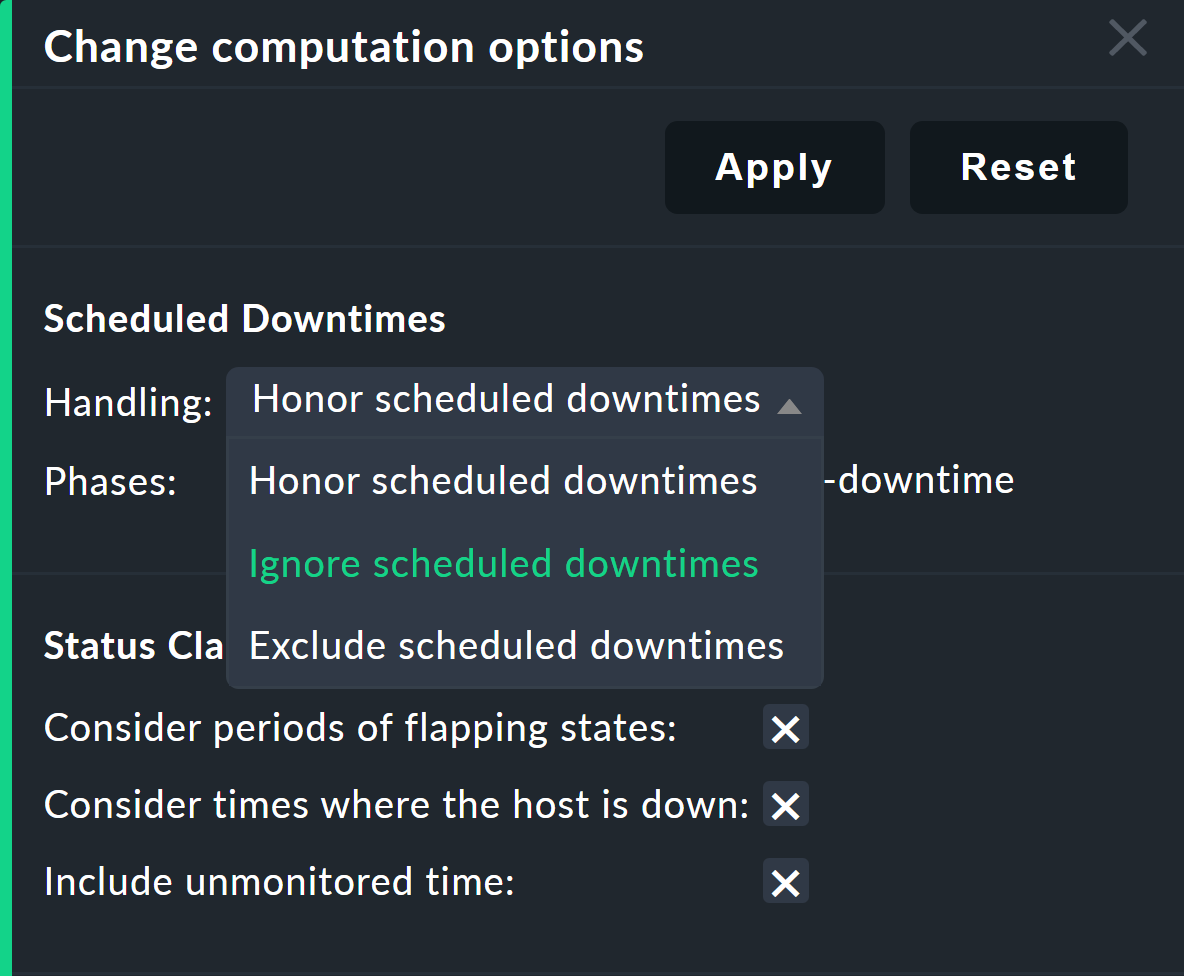 basics downtimes availability option