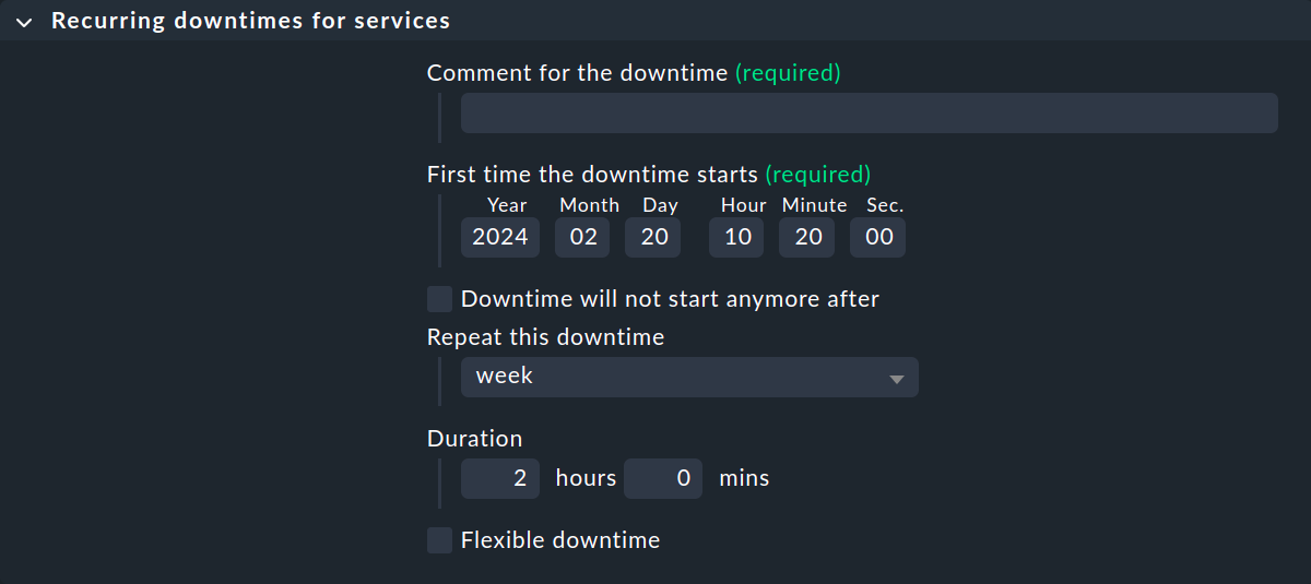 basics downtimes recurring rule