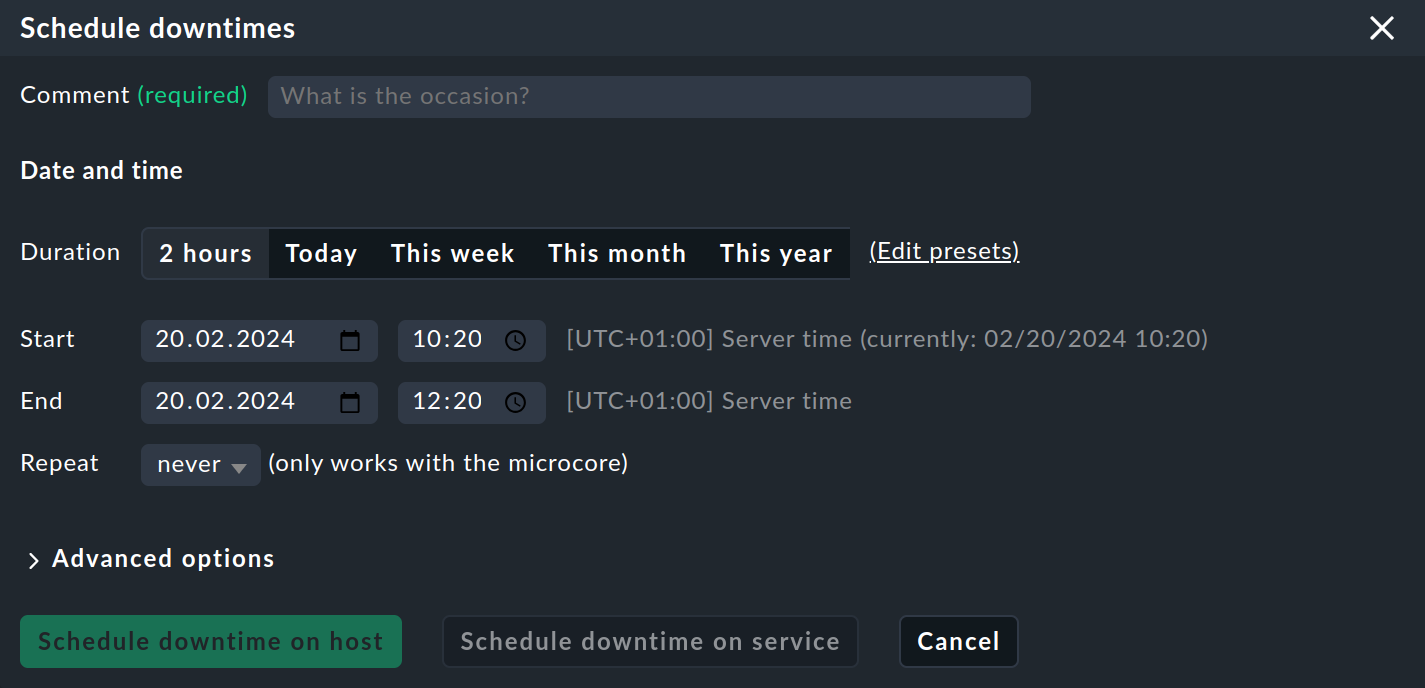 basics downtimes schedule