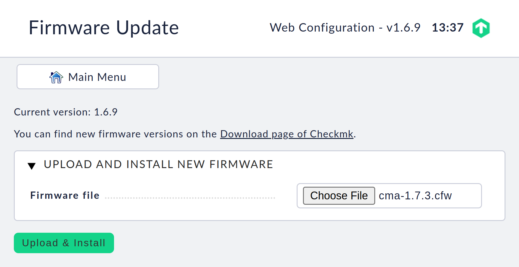 Selection of the desired CFW file.