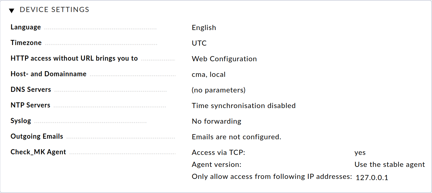 Auswahl der Device Settings.