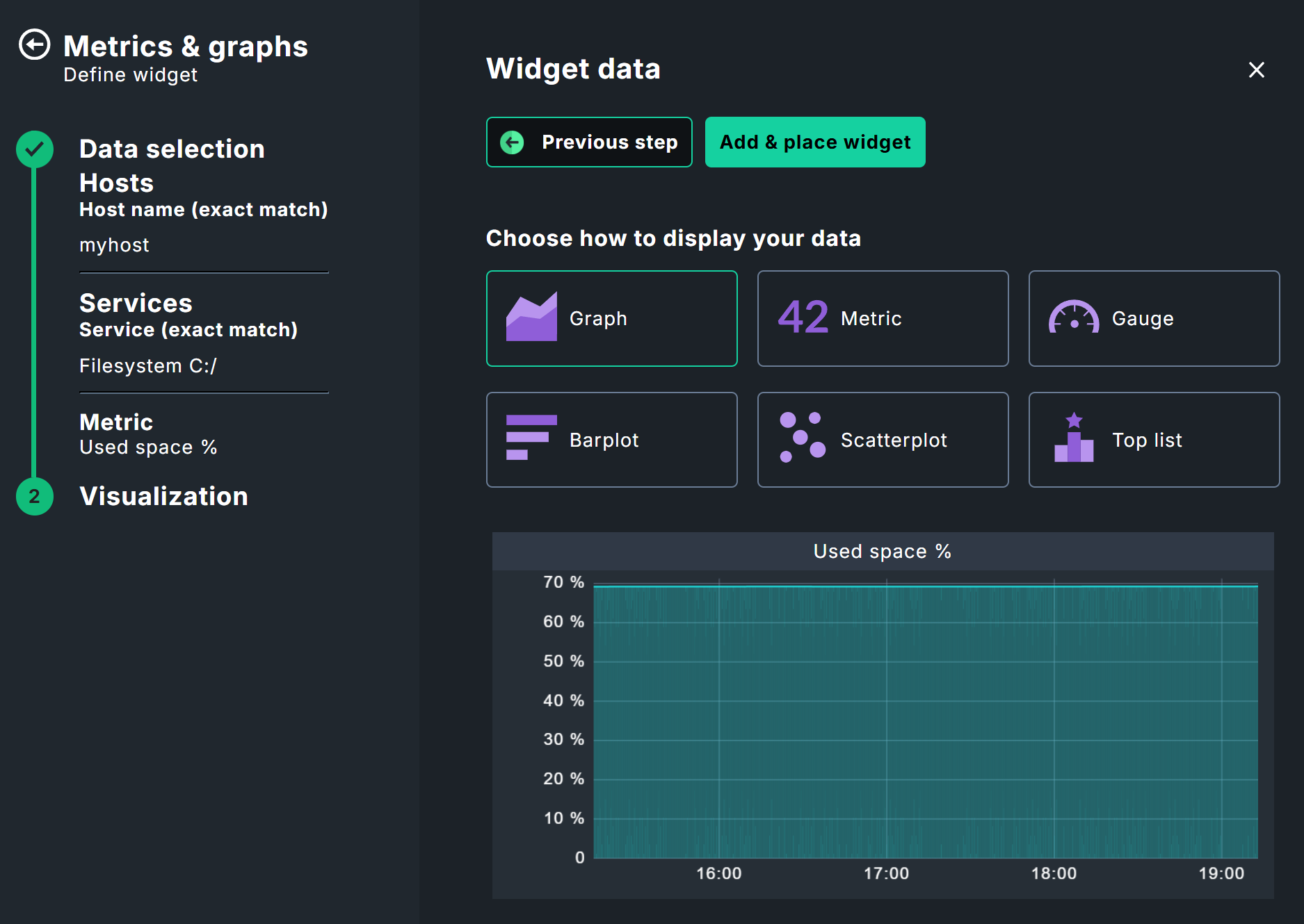 Selecting and previewing the visualization.
