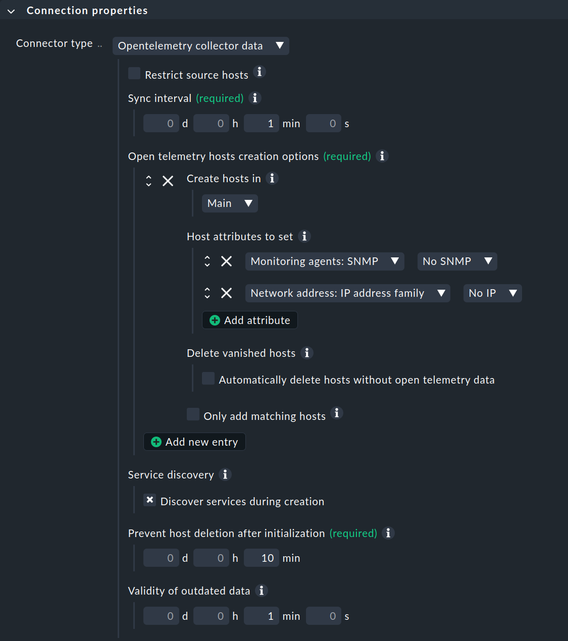 Eigenschaften einer OpenTelemetry-Verbindung.